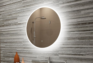 Paris Mirror 32" x 32" Round Reflection Edge Lit Round Mirror With Touch/ON/OFF Dim Sensor Switch 6000K