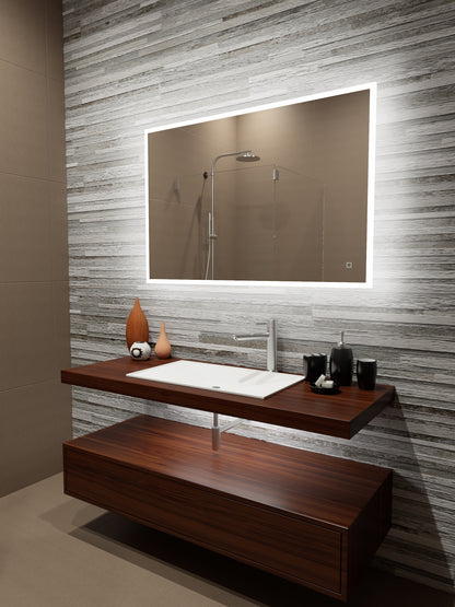 Paris Mirror 48" x 32" Rectangle Reflection Edge Lit Mirror With Touch/ON/OFF Dim Sensor Switch 6000K