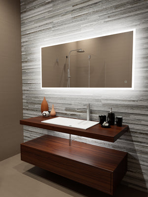 Paris Mirror 60" x 28" Rectangle Reflection Edge Lit Mirror With Touch/ON/OFF Dim Sensor Switch 6000K