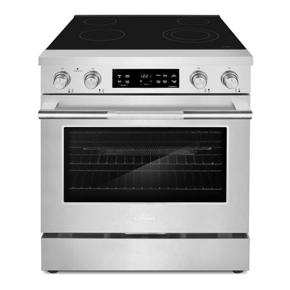 Cosmo Stellar Collection 30-Inch Slide-In Electric Range with 4 Burners, 4.8 cu. ft. Convection Oven and Air Fry, Stainless Steel, COS-RES304SS