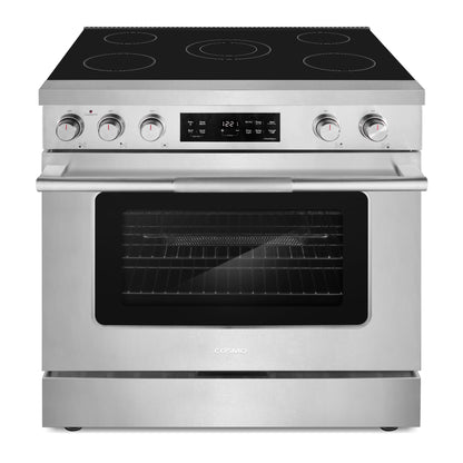 Cosmo Stellar Collection 36-Inch Slide-In Electric Range with 5 Burners, 6.1 cu. ft. Convection Oven and Air Fry, Stainless Steel, COS-RES365SS