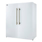 FORNO Maderno 60" 27.2 cu.ft. Convertible Refrigerator and Freezer with Grill Trim Kit in White with Antique Brass Handles, FFFFD1722-60SG-WHT