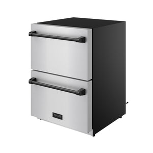 Gordon Ramsay by THOR Kitchen 24" Refrigerator Drawer in Stainless Steel with Black Accents, RF24U-BLK