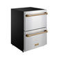 Gordon Ramsay by THOR Kitchen 24" Refrigerator Drawer in Stainless Steel with Bronze Accents, RF24U-BRZ