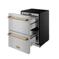 Gordon Ramsay by THOR Kitchen 24" Refrigerator Drawer in Stainless Steel with Bronze Accents, RF24U-BRZ