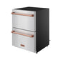 Gordon Ramsay by THOR Kitchen 24" Refrigerator Drawer in Stainless Steel with Rose Gold Accents, RF24U-RSG