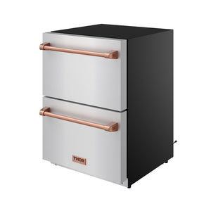 Gordon Ramsay by THOR Kitchen 24" Refrigerator Drawer in Stainless Steel with Rose Gold Accents, RF24U-RSG