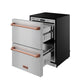 Gordon Ramsay by THOR Kitchen 24" Refrigerator Drawer in Stainless Steel with Rose Gold Accents, RF24U-RSG