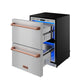 Gordon Ramsay by THOR Kitchen 24" Refrigerator Drawer in Stainless Steel with Rose Gold Accents, RF24U-RSG