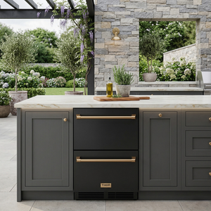 Gordon Ramsay by THOR Kitchen 24" Undercounter Refrigerator Drawer in Black Matte with Bronze Accents, RF24UB-BRZ