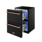 Gordon Ramsay by THOR Kitchen 24" Undercounter Refrigerator Drawer in Black Matte with Rose Gold Accents, RF24UB-RSG