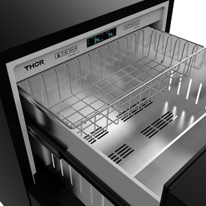 Gordon Ramsay by THOR Kitchen 24" Undercounter Refrigerator Drawer in Black Matte, RF24UB