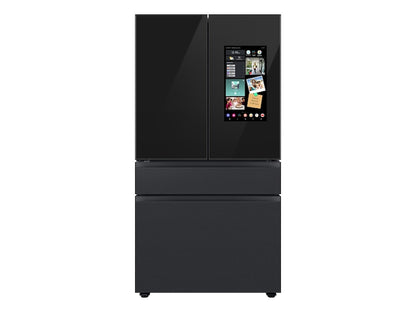 SAMSUNG Bespoke 36" 29 cu. ft. Standard Depth 4-Door French Door Smart Refrigerator with Family Hub™ Panel in Charcoal Glass and Matte Black Steel