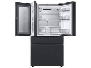 SAMSUNG Bespoke 36" 29 cu. ft. Standard Depth 4-Door French Door Smart Refrigerator with Family Hub™ Panel in Charcoal Glass and Matte Black Steel