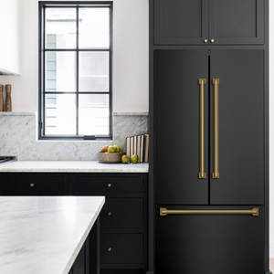 Gordon Ramsay by THOR Kitchen 30" 17.5 cu. ft. French Door Counter Depth Refrigerator with Ice Maker in Matte Black with Bronze Accents, RF3017FFD00-BRZ