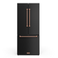 Gordon Ramsay by THOR Kitchen 30" 17.5 cu. ft. French Door Counter Depth Refrigerator with Ice Maker in Matte Black with Rose Gold Accents, RF3017FFD00-RSG