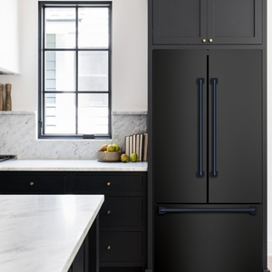 Gordon Ramsay by THOR Kitchen 30" 17.5 cu. ft. French Door Counter Depth Refrigerator with Ice Maker in Matte Black with Navy Blue Accents, RF3017FFD00-BLU
