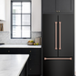 Gordon Ramsay by THOR Kitchen 30" 17.5 cu. ft. French Door Counter Depth Refrigerator with Ice Maker in Matte Black with Rose Gold Accents, RF3017FFD00-RSG