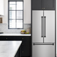 Gordon Ramsay by THOR Kitchen 30" 17.5 cu. ft. French Door Counter Depth Refrigerator with Ice Maker in Stainless Steel with Black Accents, RF3017FFD99-BLK