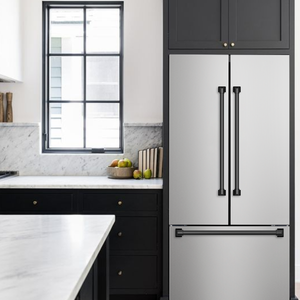 Gordon Ramsay by THOR Kitchen 30" 17.5 cu. ft. French Door Counter Depth Refrigerator with Ice Maker in Stainless Steel with Black Accents, RF3017FFD99-BLK