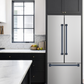 Gordon Ramsay by THOR Kitchen 30" 17.5 cu. ft. French Door Counter Depth Refrigerator with Ice Maker in Stainless Steel with Navy Blue Accents, RF3017FFD99-BLU