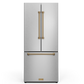 Gordon Ramsay by THOR Kitchen 30" 17.5 cu. ft. French Door Counter Depth Refrigerator with Ice Maker in Stainless Steel with Bronze Accents, RF3017FFD99-BRZ