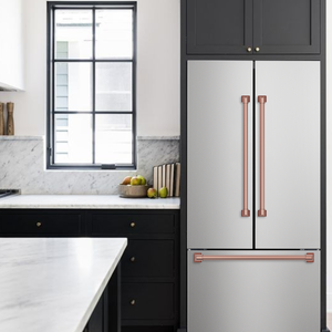 Gordon Ramsay by THOR Kitchen 30" 17.5 cu. ft. French Door Counter Depth Refrigerator with Ice Maker in Stainless Steel with Rose Gold Accents, RF3017FFD99-RSG