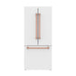 Gordon Ramsay by THOR Kitchen 30" 17.5 cu. ft. French Door Counter Depth Refrigerator with Ice Maker in White with Rose Gold Accents, RF3017FFDW-RSG