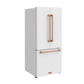 Gordon Ramsay by THOR Kitchen 30" 17.5 cu. ft. French Door Counter Depth Refrigerator with Ice Maker in White with Rose Gold Accents, RF3017FFDW-RSG