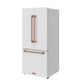 Gordon Ramsay by THOR Kitchen 30" 17.5 cu. ft. French Door Counter Depth Refrigerator with Ice Maker in White with Rose Gold Accents, RF3017FFDW-RSG