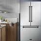 Gordon Ramsay by THOR Kitchen 36" 20.3 cu. ft. French Door Counter Depth Refrigerator with Ice Maker in Stainless Steel with Black Accents, RF3621CTD99-BLK