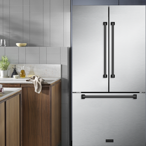 Gordon Ramsay by THOR Kitchen 36" 20.3 cu. ft. French Door Counter Depth Refrigerator with Ice Maker in Stainless Steel with Black Accents, RF3621CTD99-BLK