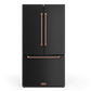 Gordon Ramsay by THOR Kitchen 36" 20.3 cu. ft. French Door Counter Depth Refrigerator with Ice Maker in Matte Black with Rose Gold Accents, RF3621CTD00-RSG