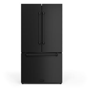 Gordon Ramsay by THOR Kitchen 36" 20.3 cu. ft. French Door Counter Depth Refrigerator with Ice Maker in Matte Black, RF3621CTD00
