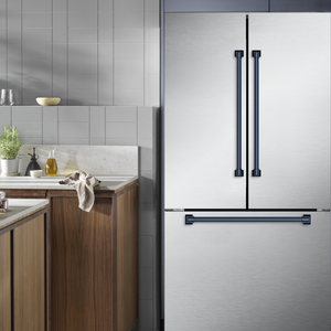 Gordon Ramsay by THOR Kitchen 36" 20.3 cu. ft. French Door Counter Depth Refrigerator with Ice Maker in Stainless Steel with Navy Blue Accents, RF3621CTD99-BLU