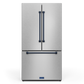 Gordon Ramsay by THOR Kitchen 36" 20.3 cu. ft. French Door Counter Depth Refrigerator with Ice Maker in Stainless Steel with Navy Blue Accents, RF3621CTD99-BLU
