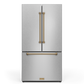 Gordon Ramsay by THOR Kitchen 36" 20.3 cu. ft. French Door Counter Depth Refrigerator with Ice Maker in Stainless Steel with Bronze Accents, RF3621CTD99-BRZ