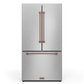 Gordon Ramsay by THOR Kitchen 36" 20.3 cu. ft. French Door Counter Depth Refrigerator with Ice Maker in Stainless Steel with Rose Gold Accents, RF3621CTD99-RSG