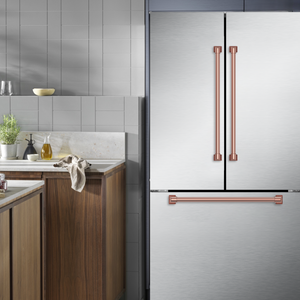 Gordon Ramsay by THOR Kitchen 36" 20.3 cu. ft. French Door Counter Depth Refrigerator with Ice Maker in Stainless Steel with Rose Gold Accents, RF3621CTD99-RSG