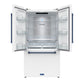 Gordon Ramsay by THOR Kitchen 36" 20.3 cu. ft. Counter Depth Refrigerator with Ice Maker in White with Blue Accents, RF3621CTDW-BLU