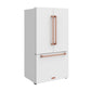 Gordon Ramsay by THOR Kitchen 36" 20.3 cu. ft. Counter Depth Refrigerator with Ice Maker in White with Rose Gold Accents, RF3621CTDW-RSG