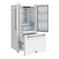 Gordon Ramsay by THOR Kitchen 36" 20.3 cu. ft. Counter Depth Refrigerator with Ice Maker in White with Rose Gold Accents, RF3621CTDW-RSG