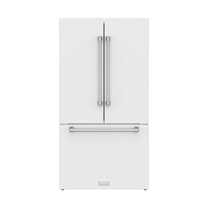 Gordon Ramsay by THOR Kitchen 36" 20.3 cu. ft. French Door Counter Depth Refrigerator with Ice Maker in White, RF3621CTDW