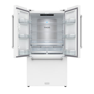 Gordon Ramsay by THOR Kitchen 36" 20.3 cu. ft. French Door Counter Depth Refrigerator with Ice Maker in White, RF3621CTDW