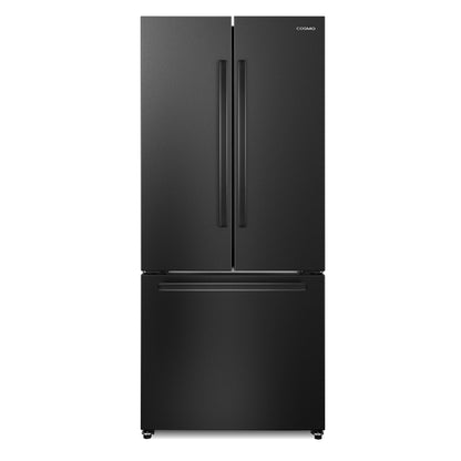 Cosmo Vista Collection 30-Inch Counter-Depth 3-Door French Door Refrigerator, 17.5 cu. ft. with Ice Maker and LED Lighting, Matte Black, COS-RFFV183GHBK
