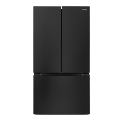 Cosmo Vista Collection 36-Inch Counter-Depth 3-Door French Door Refrigerator, 27.4 cu. ft. with Internal Water Dispenser and Ice Maker, Matte Black, COS-RFFV283RBK