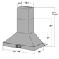 Induction Hardware 36-Inch Convertible Wall Mount Range Hood, 1000 CFM, Black Stainless Steel, S-RH36-PW-BS