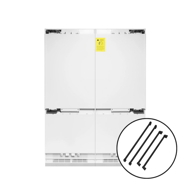 ZLINE 60 In. 32.2 cu. Ft. Panel Ready Built-In 4-Door French Door Refrigerator with Matte Black Handles, RBIV-60-MB
