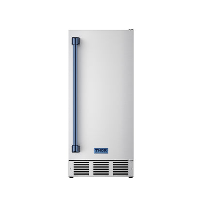 Gordon Ramsay by THOR Kitchen 15" Built-in 58 lbs. Ice Maker in Stainless Steel with Blue Accents, RIM1501-BLU