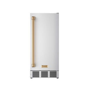 Gordon Ramsay by THOR Kitchen 15" Built-in 58 lbs. Ice Maker in Stainless Steel with Bronze Accents, RIM1501-BRZ